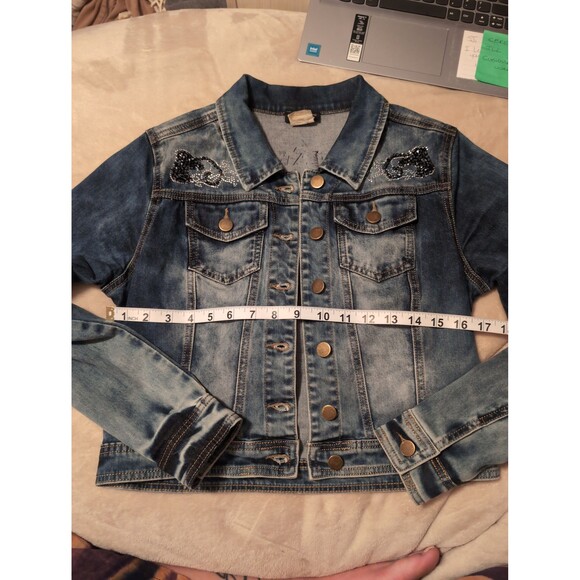 Venus rhinestone Jean jacket size 6 Y2k - Picture 6 of 7